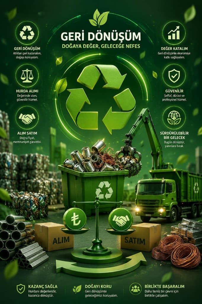Darıca hurda alımı — geri dönüşüm süreci infografiği